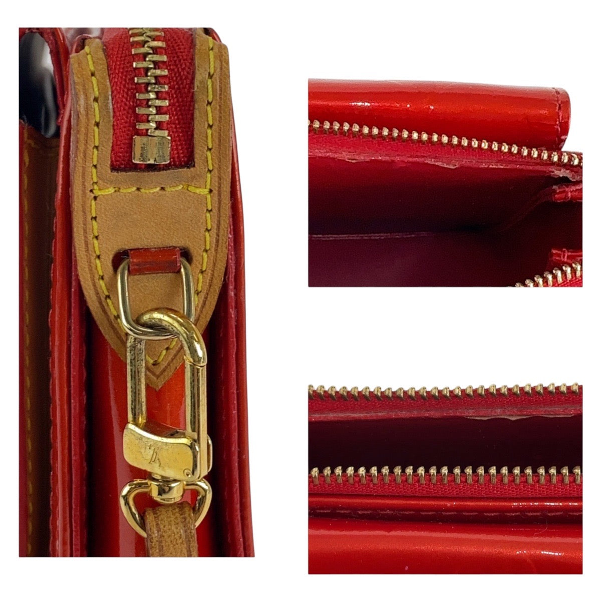 13732
LOUIS VUITTON ルイヴィトン モノグラム ヴェルニ モット ルージュ ゴールド金具 エナメル M91137 ショルダーバッグ  レディース