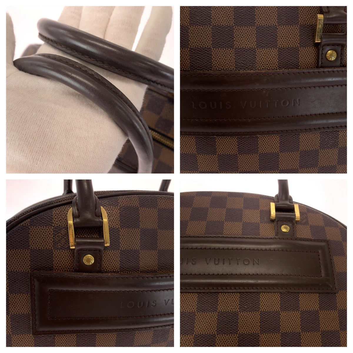 13734
LOUIS VUITTON ルイヴィトン ダミエ エベヌ ノリータ ブラウン ゴールド金具 PVC N41455 ハンドバッグ ボストンバッグ  レディース