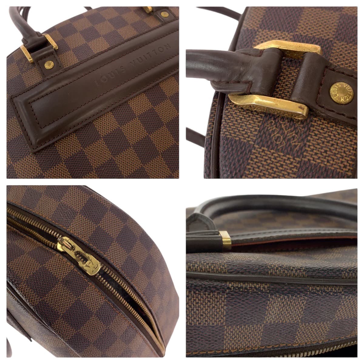 13734
LOUIS VUITTON ルイヴィトン ダミエ エベヌ ノリータ ブラウン ゴールド金具 PVC N41455 ハンドバッグ ボストンバッグ  レディース