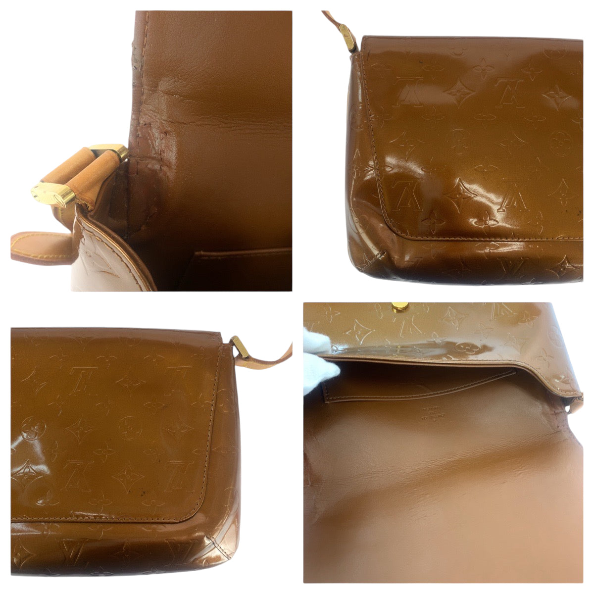 13735
LOUIS VUITTON ルイヴィトン ヴェルニ トンプソンストリート ブロンズ ブラウン ゴールド金具 パテントレザー M91301 ショルダーバッグ 肩掛け  レディース