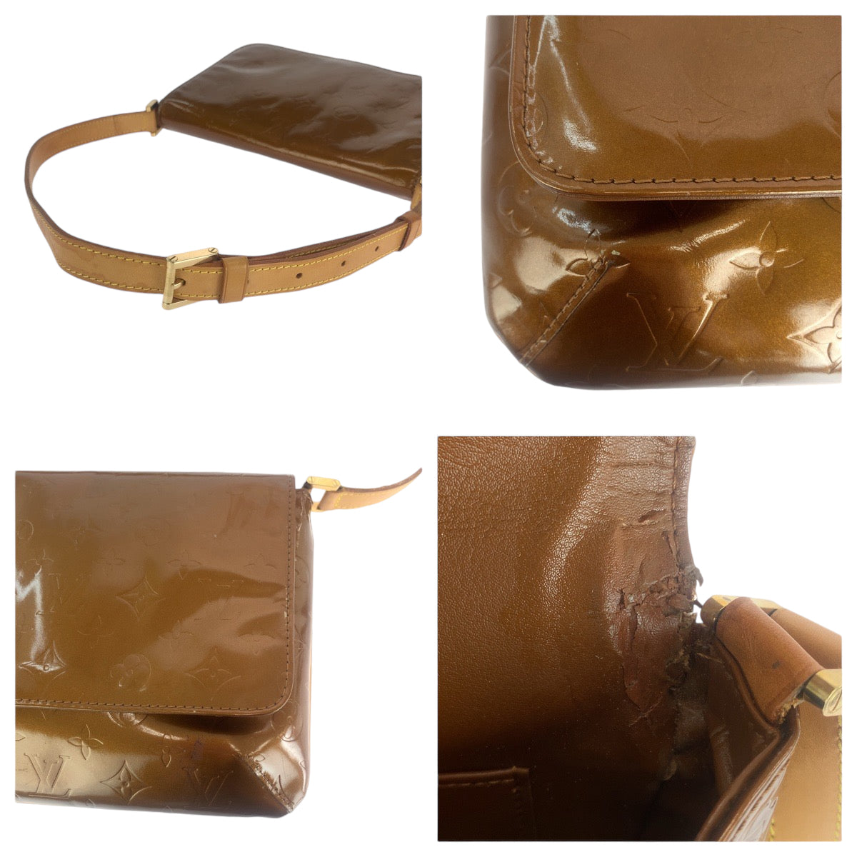 18013
LOUIS VUITTON ルイヴィトン ヴェルニ トンプソンストリート ブロンズ ブラウン ゴールド金具 パテントレザー M91301 ショルダーバッグ 肩掛け  レディース B29