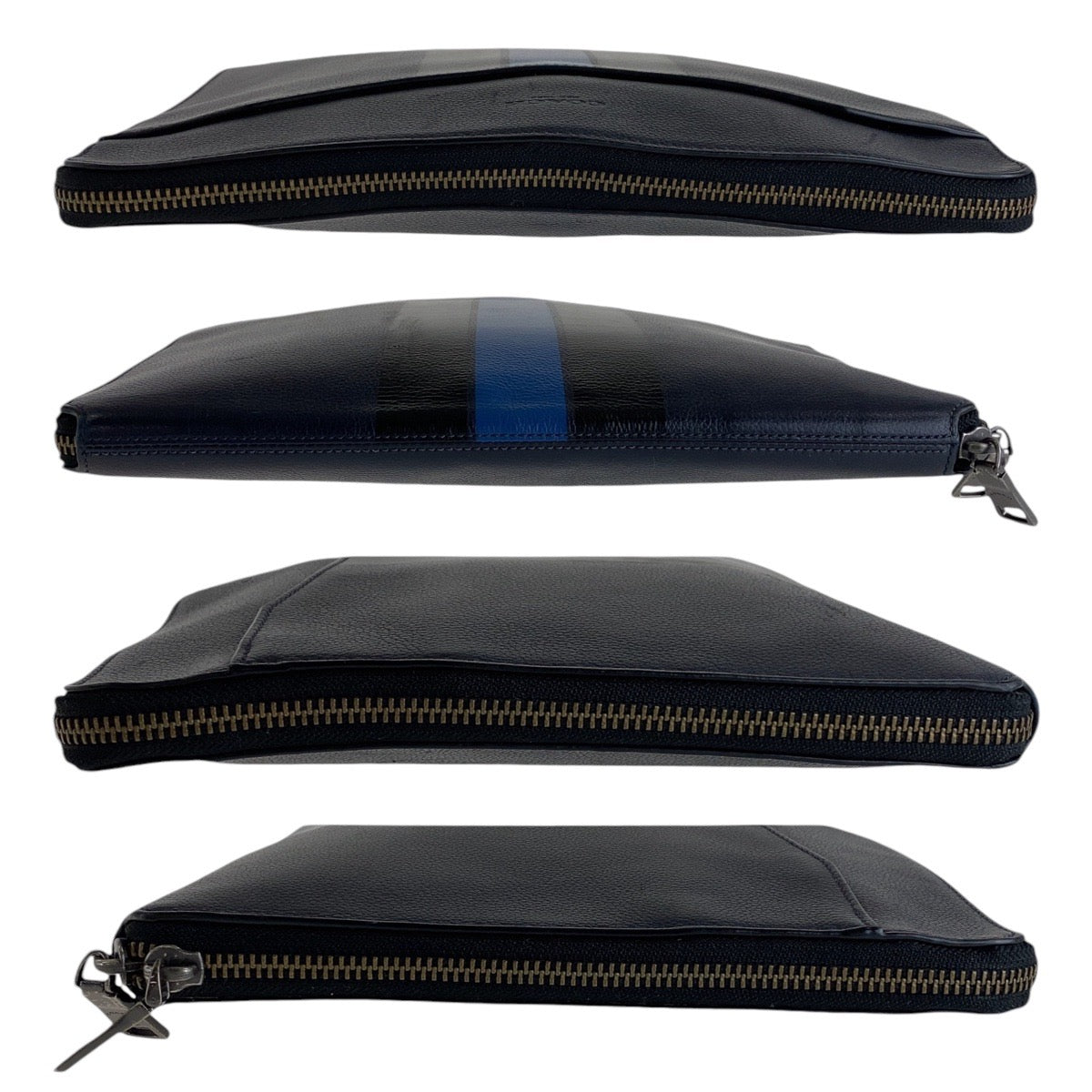 13737
COACH コーチ ネイビー シルバー金具 レザー クラッチバッグ  メンズ AB5