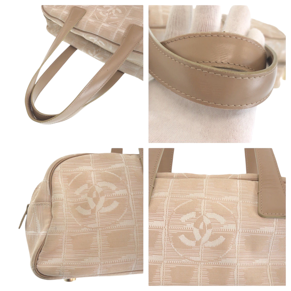 CHANEL シャネル ヴィンテージ ニュートラベルライン ピンク ピンクベージュ ゴールド金具 キャンバス ハンドバッグ ショルダーバッグ  レディース