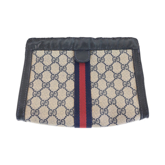 14182
GUCCI グッチ オールドグッチ シェリーライン ネイビー グレー GGキャンバス / レザー クラッチバッグ セカンドバッグ 男女兼用  レディース
