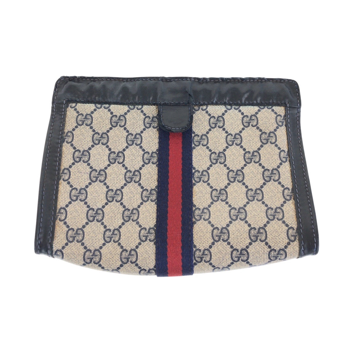 14182
GUCCI グッチ オールドグッチ シェリーライン ネイビー グレー GGキャンバス / レザー クラッチバッグ セカンドバッグ 男女兼用  レディース