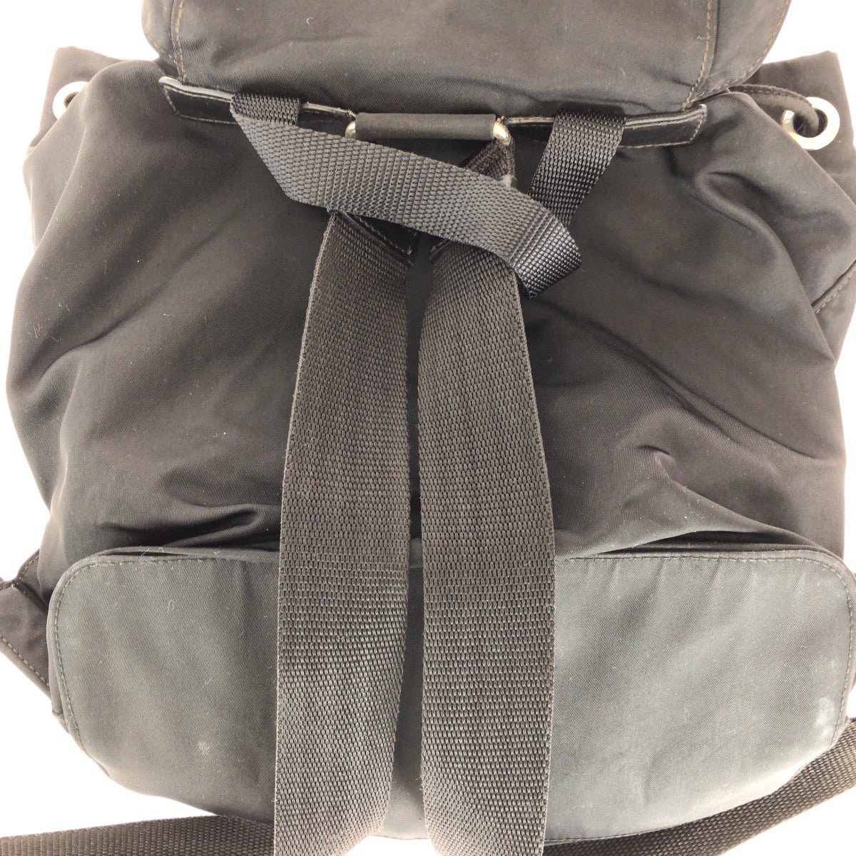 14183
PRADA プラダ テスート 三角ロゴプレート ブラック 黒 シルバー金具 ナイロン / レザー リュック・デイパック バックパック  レディース