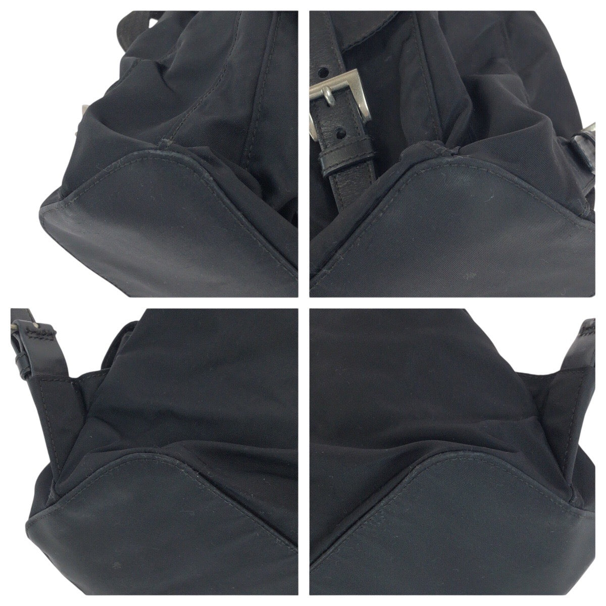 14183
PRADA プラダ テスート 三角ロゴプレート ブラック 黒 シルバー金具 ナイロン / レザー リュック・デイパック バックパック  レディース