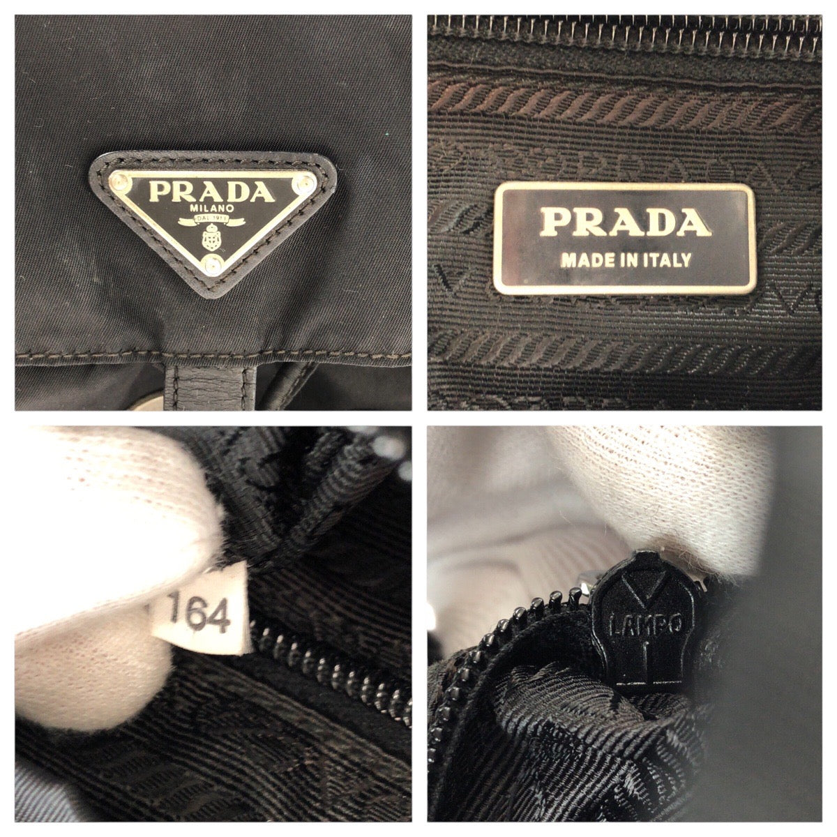 14183
PRADA プラダ テスート 三角ロゴプレート ブラック 黒 シルバー金具 ナイロン / レザー リュック・デイパック バックパック  レディース