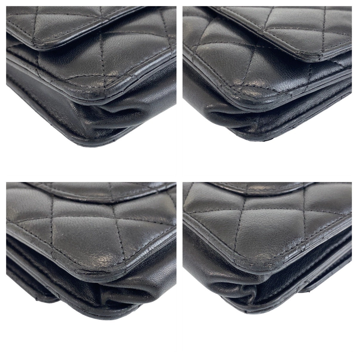 13743
CHANEL シャネル マトラッセ ココマーク ブラック 黒 シルバー金具 ラムスキン 長財布 チェーンウォレット 斜め掛け ショルダーバッグ  レディース