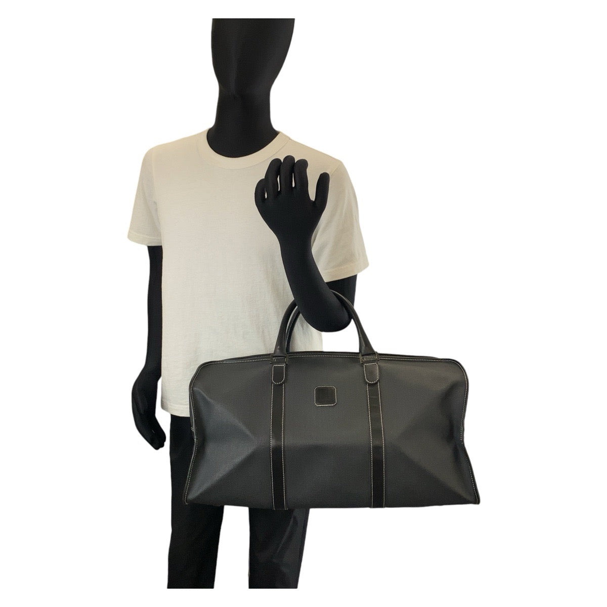 14184
Dunhill ダンヒル ブラック PVC / レザー ボストンバッグ  メンズ