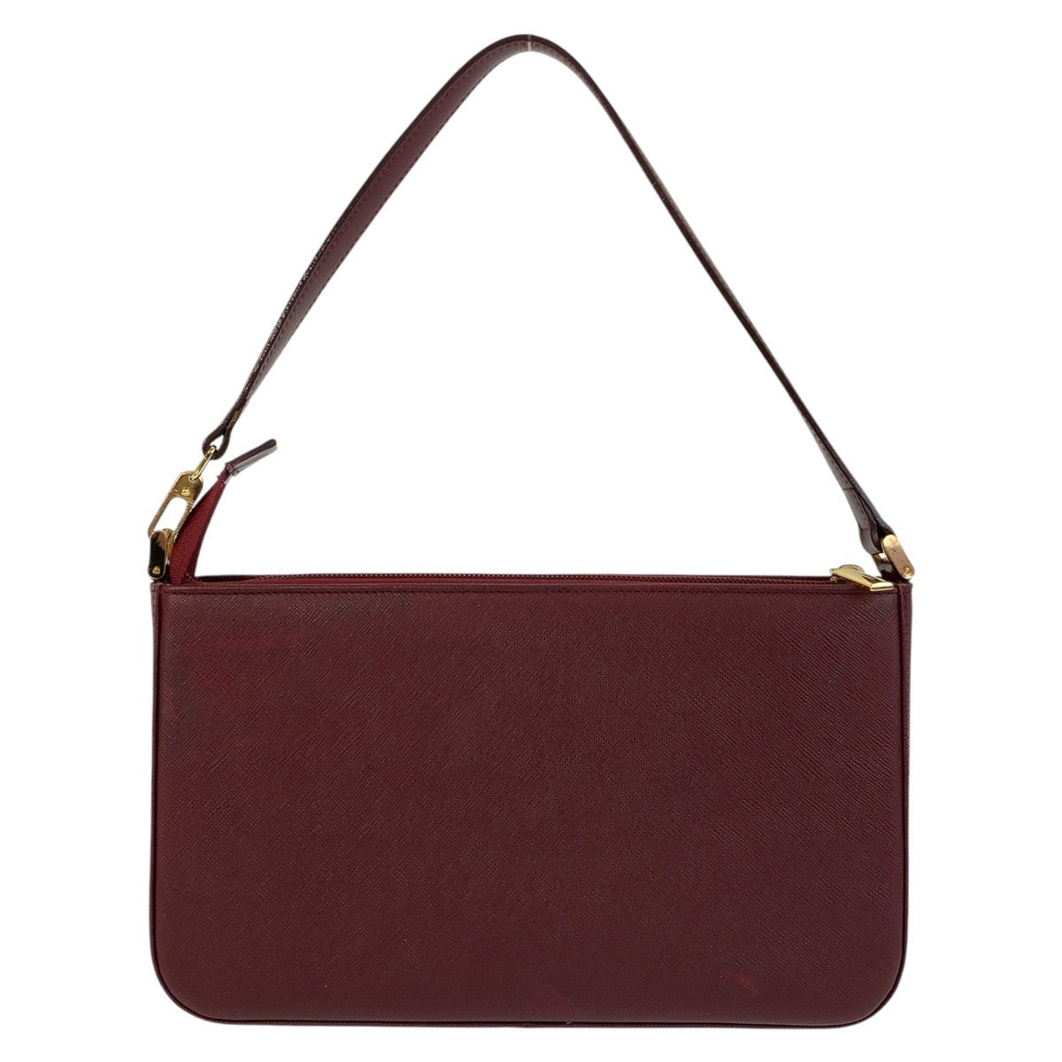 14186
BURBERRY バーバリー 中チェック柄 ボルドー ゴールド金具 レザー ショルダーバッグ  レディース