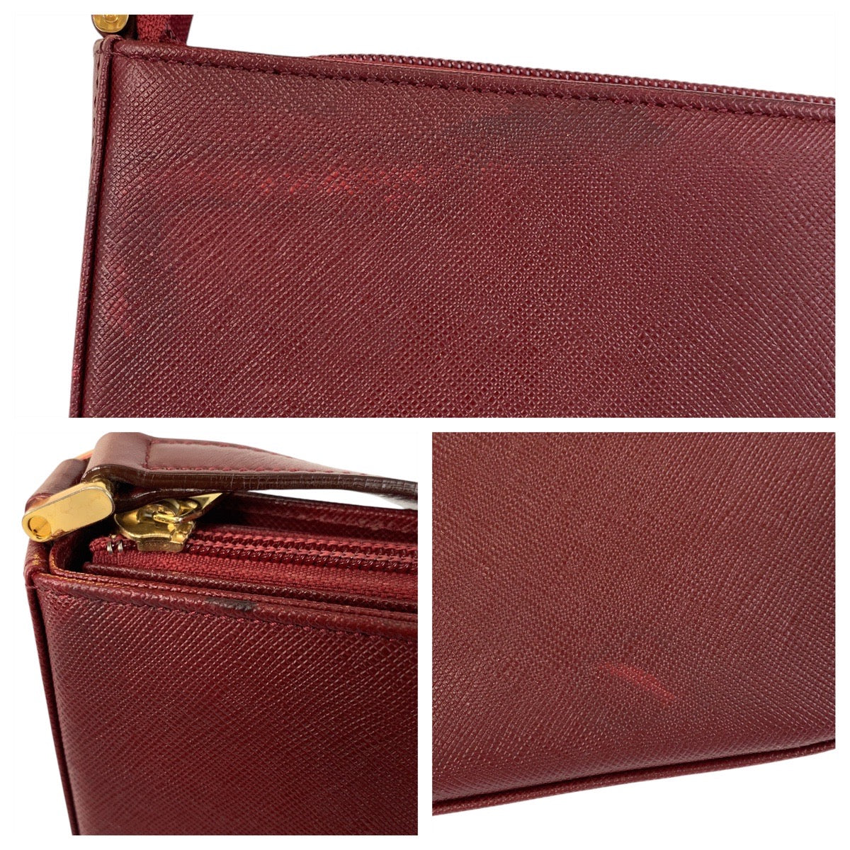 14186
BURBERRY バーバリー 中チェック柄 ボルドー ゴールド金具 レザー ショルダーバッグ  レディース