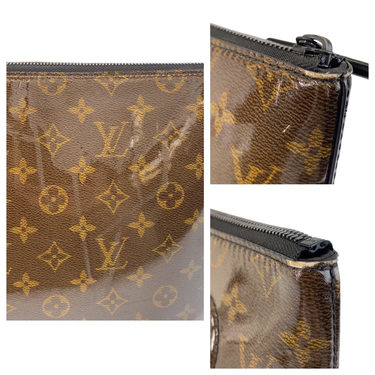 14189
LOUIS VUITTON ルイヴィトン モノグラム グレーズ ポシェット コスモス ブラウン PVC M63271 クラッチバッグ セカンドバッグ  メンズ