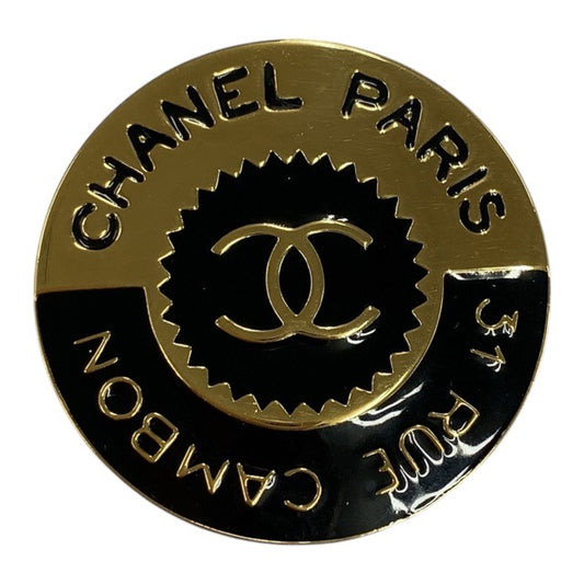 13749
CHANEL シャネル ヴィンテージ ココマーク ブラック 黒 ゴールド メタル ブローチ  レディース A33