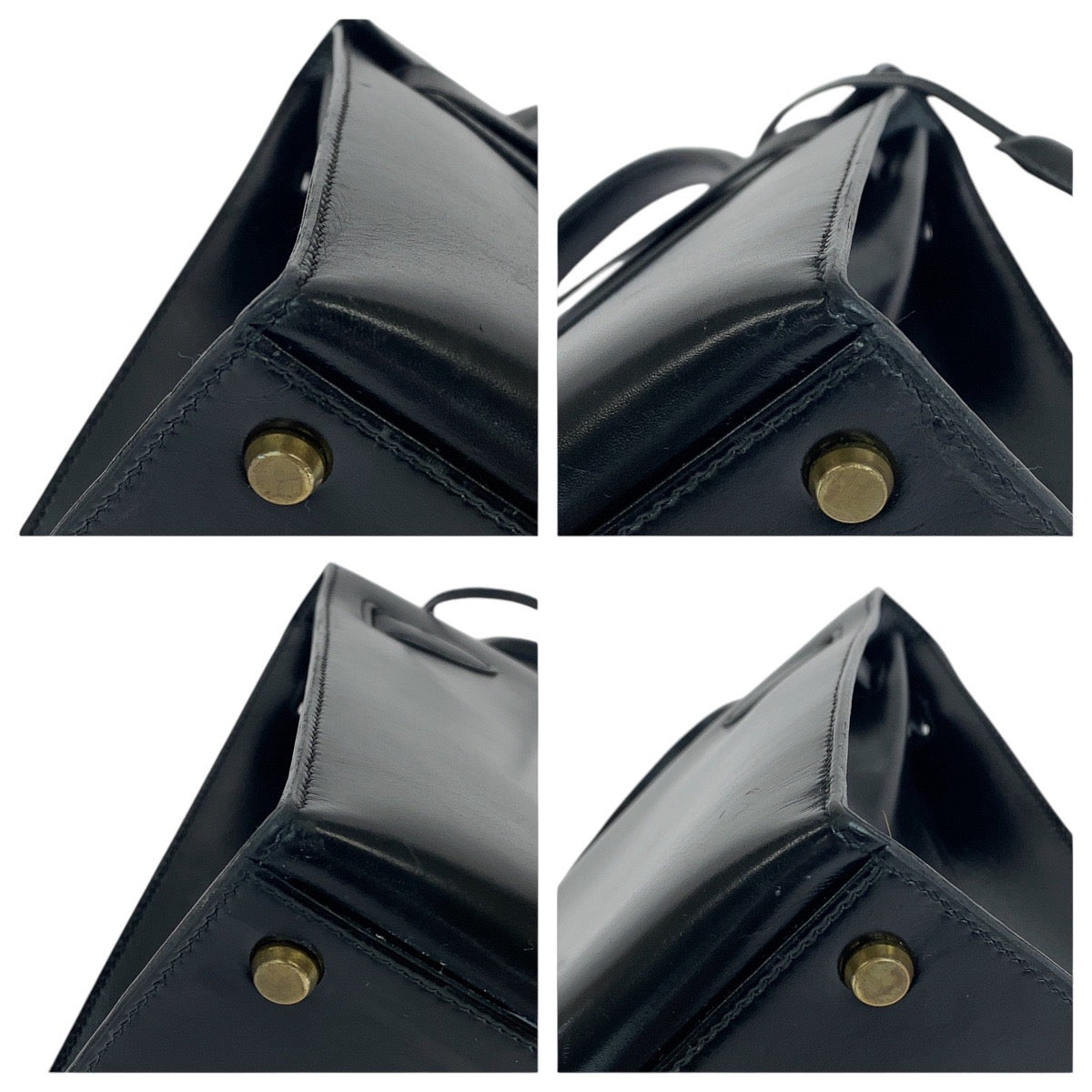 13751
HERMES エルメス ヴィンテージ ケリー32 外縫い ブラック 黒 ゴールド金具 ボックスカーフ ハンドバッグ ショルダーバッグ 2way O刻印  レディース