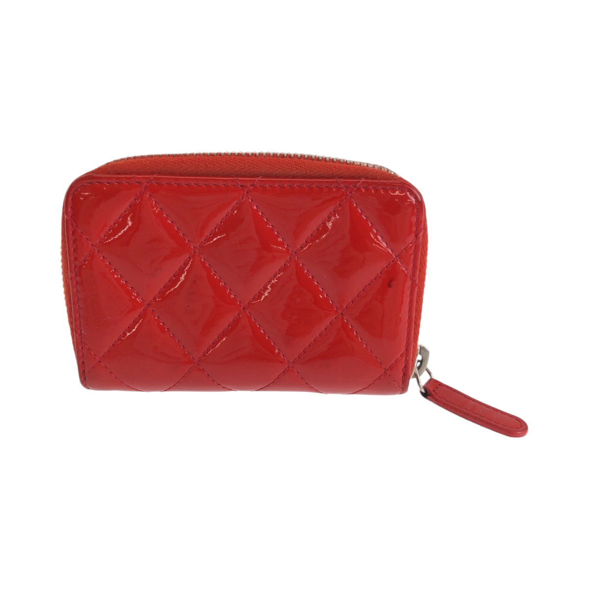 13752
CHANEL シャネル マトラッセ ココマーク レッド シルバー金具 エナメル カードケース コインケース  レディース