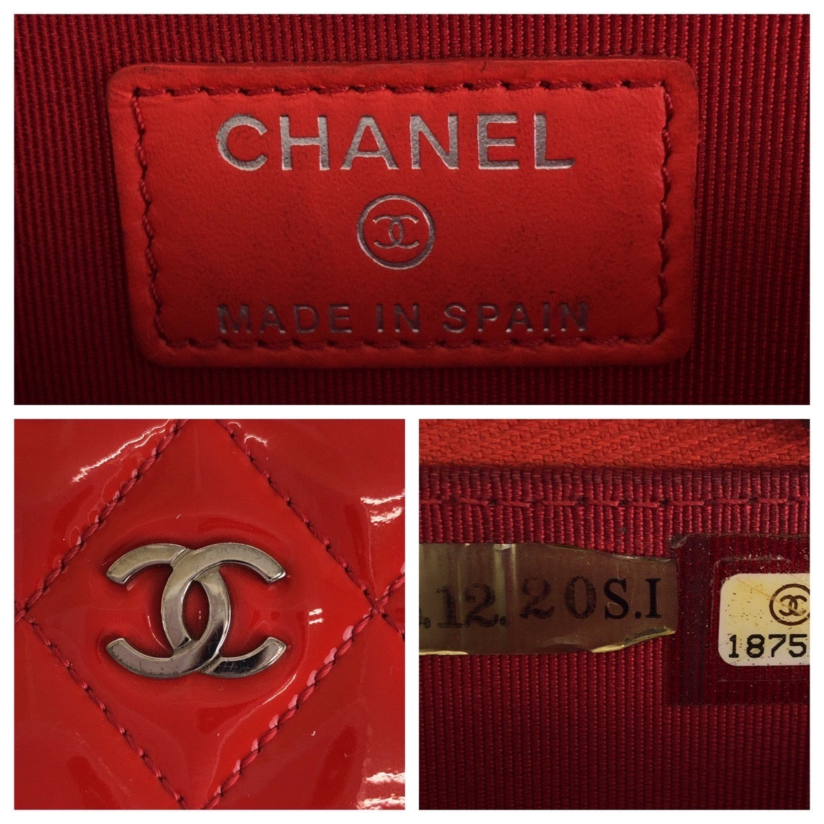 13752
CHANEL シャネル マトラッセ ココマーク レッド シルバー金具 エナメル カードケース コインケース  レディース