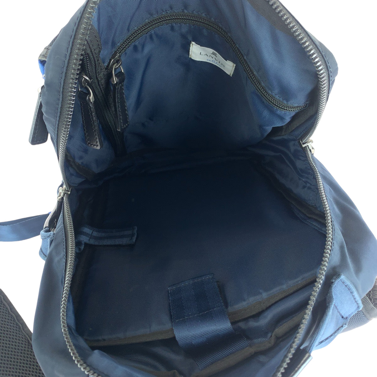 13753
LANVIN en Bleu ランバンオンブルー ブラック 黒 ブルー シルバー金具 キャンバス 567701 ビジネスバッグ リュックサック 2way  メンズ