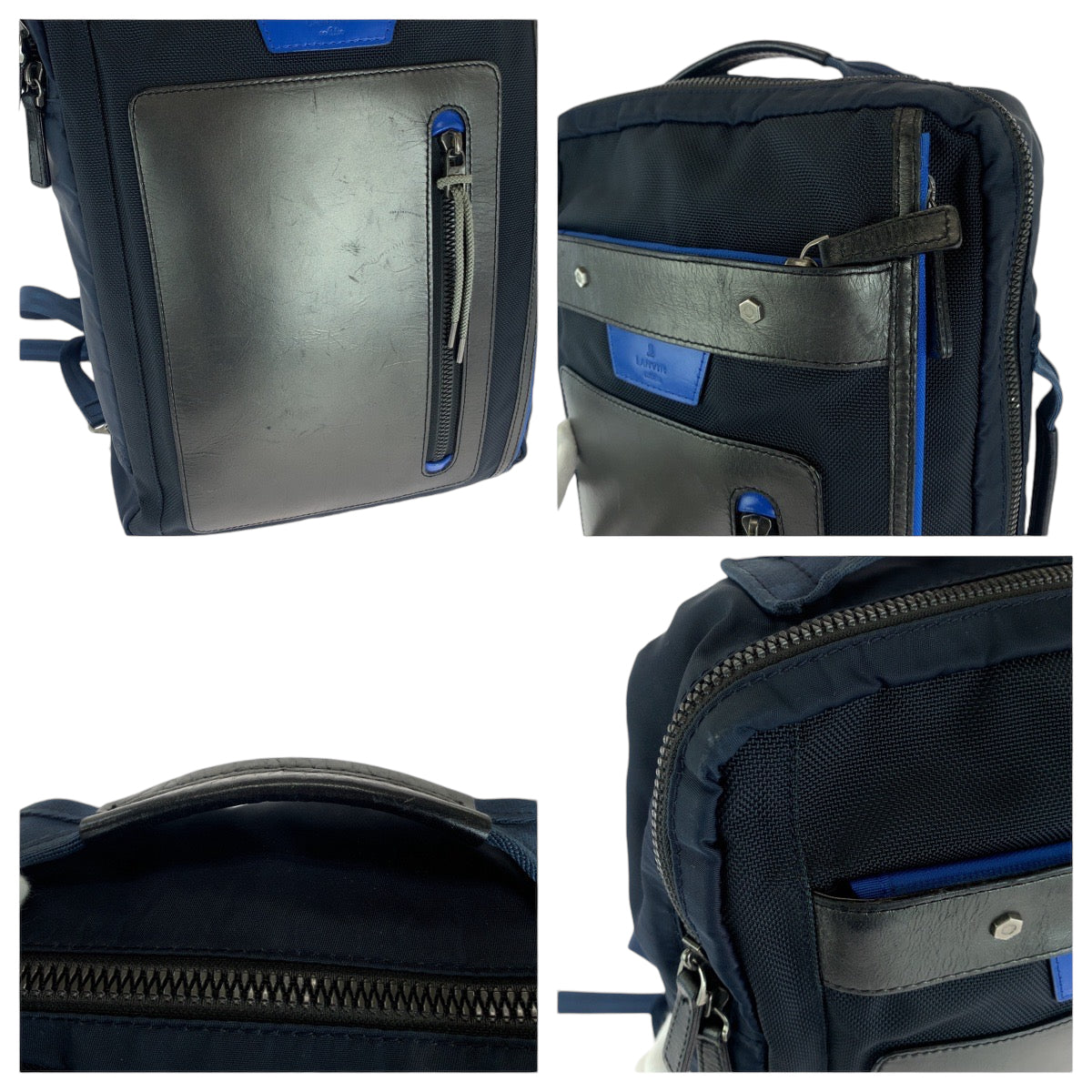 13753
LANVIN en Bleu ランバンオンブルー ブラック 黒 ブルー シルバー金具 キャンバス 567701 ビジネスバッグ リュックサック 2way  メンズ