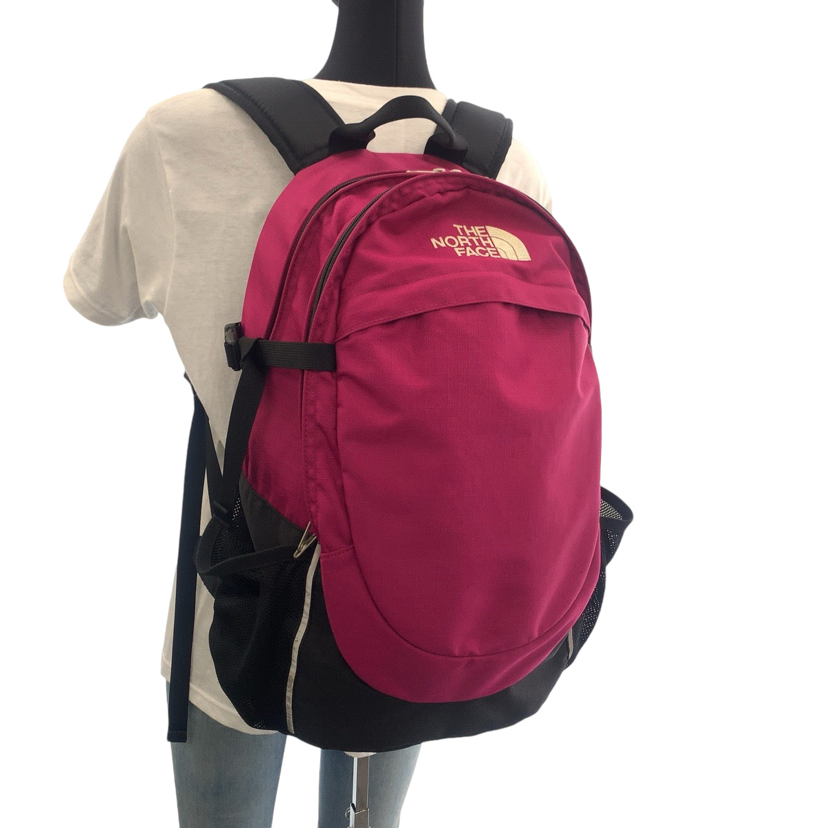 13754
THE NORTH FACE ザ ノースフェイス BORDER LINE 30L ロゴ ピンク ブラック シルバー金具 キャンバス リュックサック バックパック  レディース
