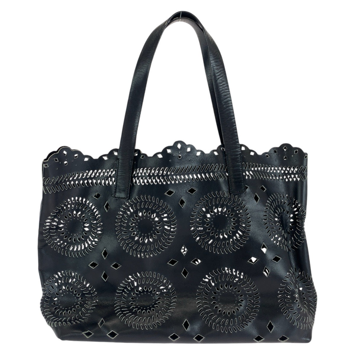 14190
PRADA プラダ パンチング ポーチ付き ブラック 黒 レザー トートバッグ ショルダーバッグ  レディース