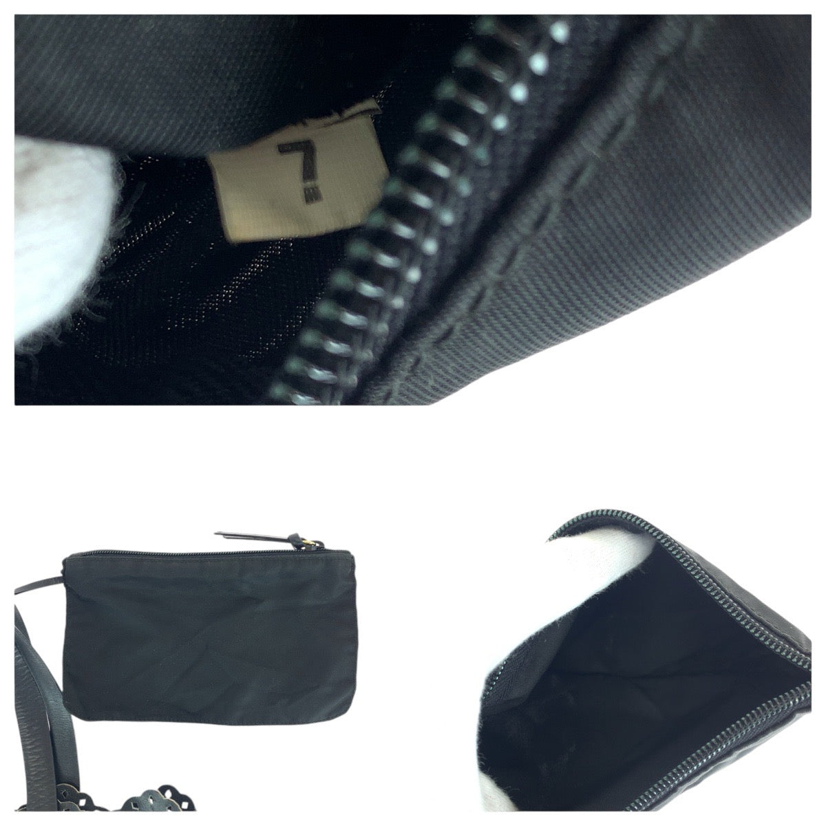14190
PRADA プラダ パンチング ポーチ付き ブラック 黒 レザー トートバッグ ショルダーバッグ  レディース