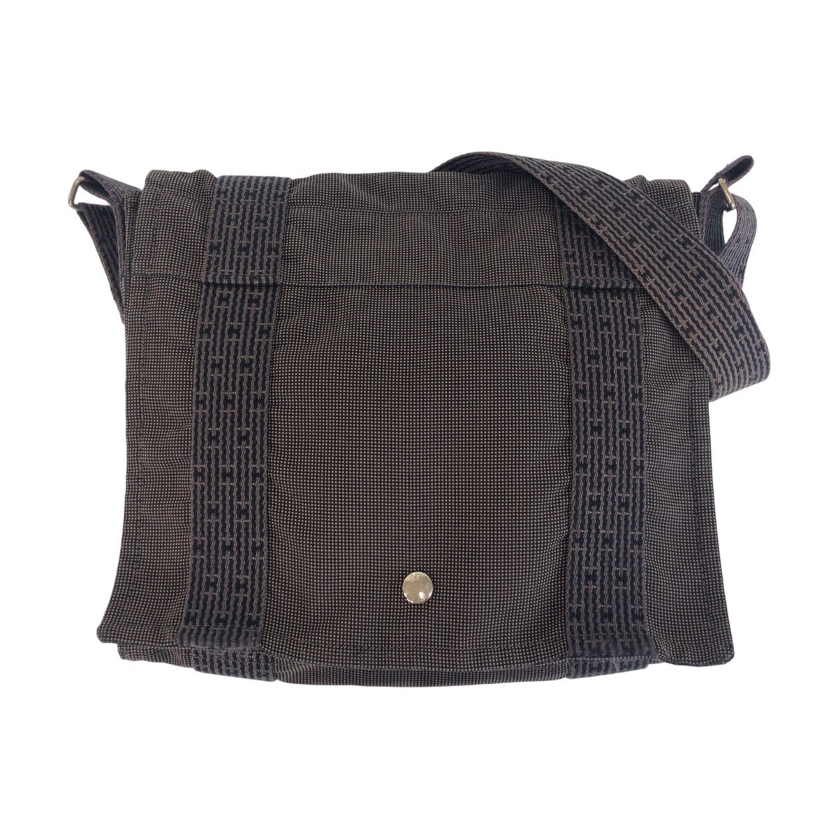 13757
HERMES エルメス エールライン バサスPM グレー シルバー金具 キャンバス 斜め掛け ショルダーバッグ メッセンジャーバッグ  レディース