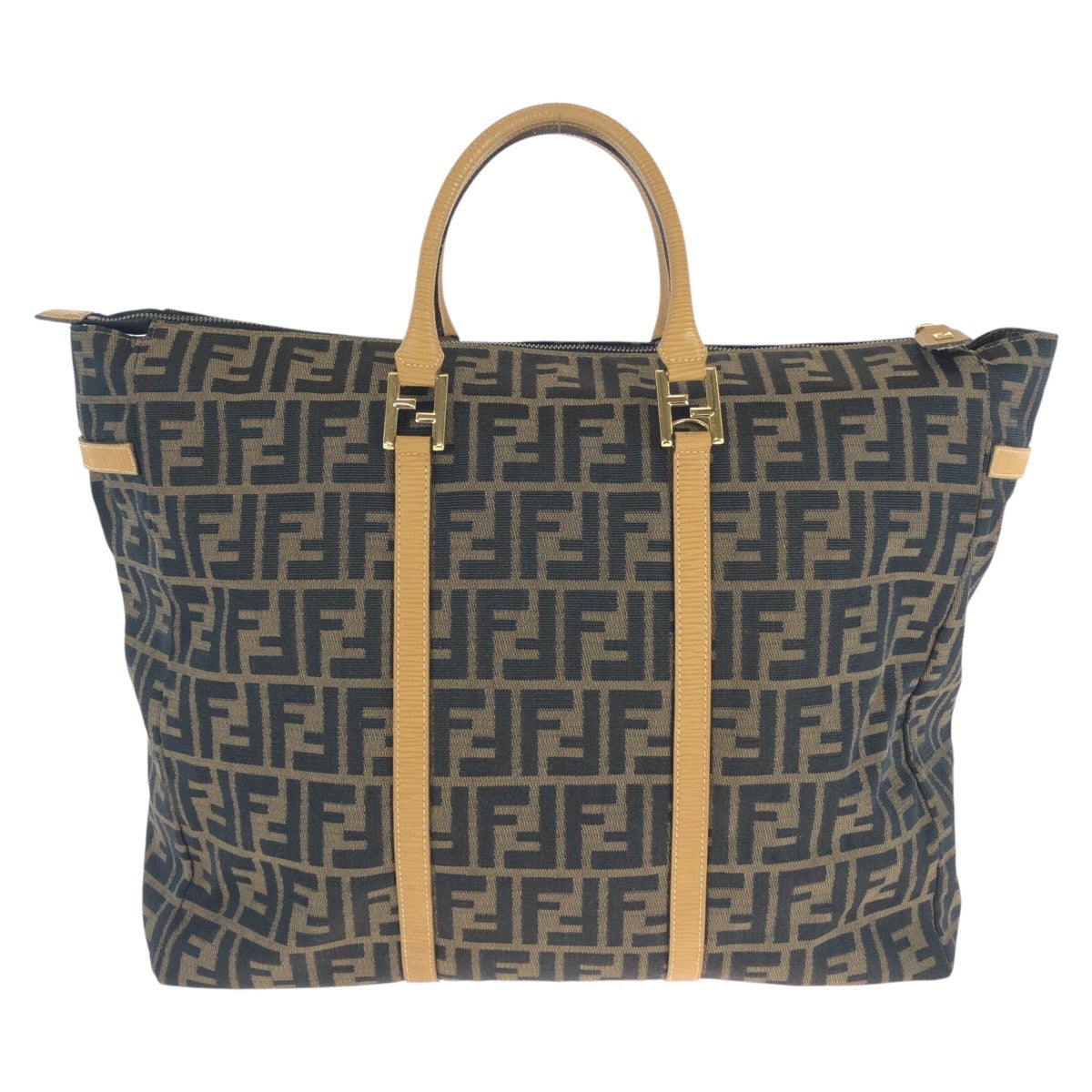 FENDI フェンディ ヴィンテージ ズッカ柄 ブラウン ゴールド金具 キャンバス トートバッグ ボストンバッグ ショルダーバッグ 2WAY  レディース