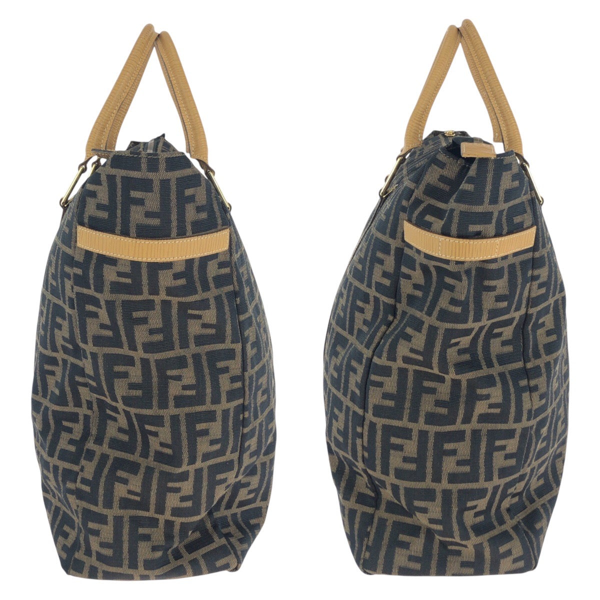 FENDI フェンディ ヴィンテージ ズッカ柄 ブラウン ゴールド金具 キャンバス トートバッグ ボストンバッグ ショルダーバッグ 2WAY  レディース