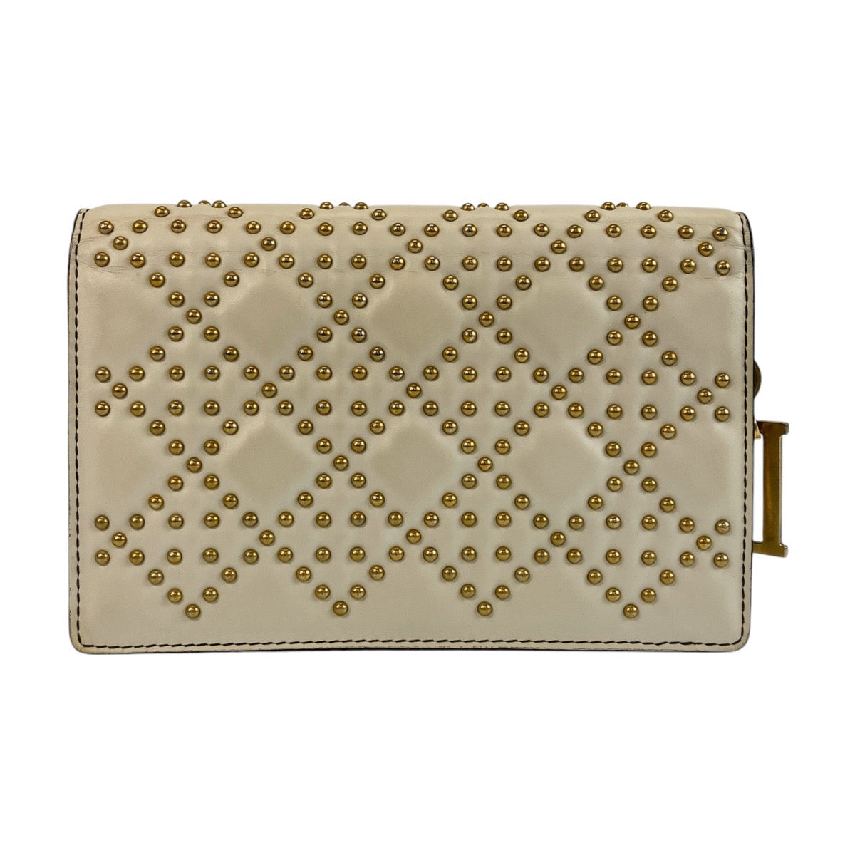 13759
Dior ディオール カナージュ スタッズ ホワイト ゴールド金具 レザー 斜め掛け ショルダーバッグ チェーンウォレット  レディース