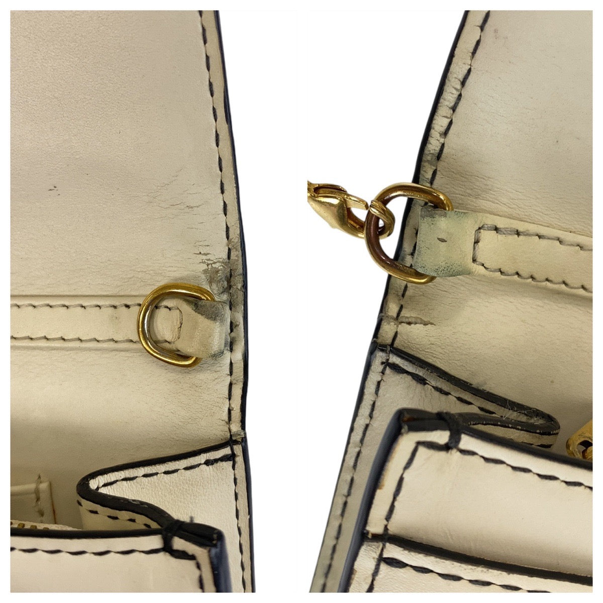 13759
Dior ディオール カナージュ スタッズ ホワイト ゴールド金具 レザー 斜め掛け ショルダーバッグ チェーンウォレット  レディース