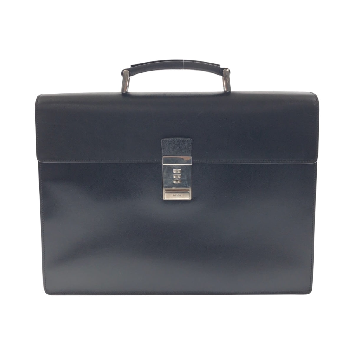 14191
PRADA プラダ サフィアーノ ブラック 黒 シルバー金具 レザー ビジネスバッグ ブリーフケース  メンズ ABP30