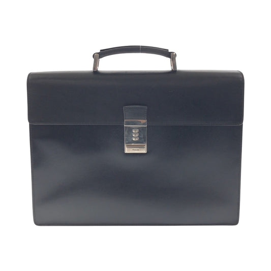 14191
PRADA プラダ サフィアーノ ブラック 黒 シルバー金具 レザー ビジネスバッグ ブリーフケース  メンズ ABP30