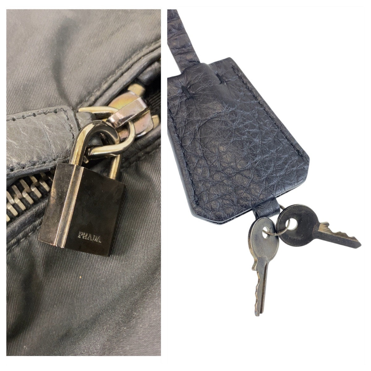 14192
PRADA プラダ 三角ロゴプレート ブラック 黒 シルバー金具 ナイロン / レザー ボストンバッグ ハンドバッグ 男女兼用 ２way  レディース ABP32