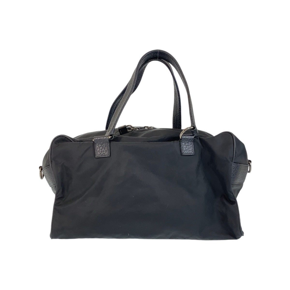 14192
PRADA プラダ 三角ロゴプレート ブラック 黒 シルバー金具 ナイロン / レザー ボストンバッグ ハンドバッグ 男女兼用 ２way  レディース ABP32