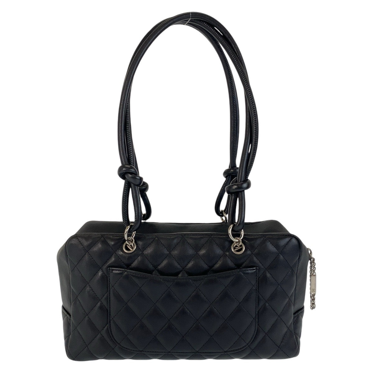 CHANEL シャネル ヴィンテージ カンボンライン ブラック 黒 シルバー金具 ラムスキン ショルダーバッグ ハンドバッグ  レディース