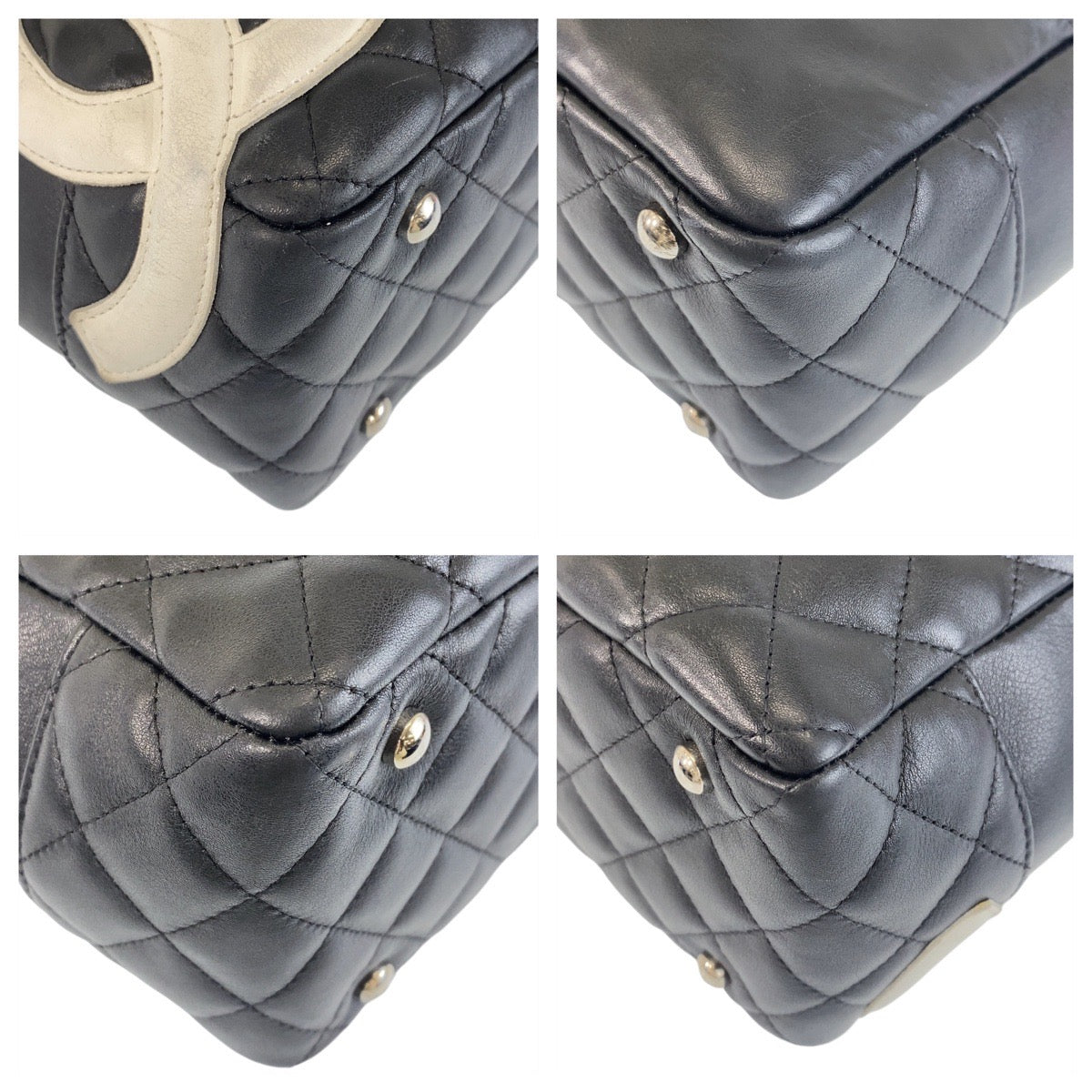 CHANEL シャネル ヴィンテージ カンボンライン ブラック 黒 シルバー金具 ラムスキン ショルダーバッグ ハンドバッグ  レディース
