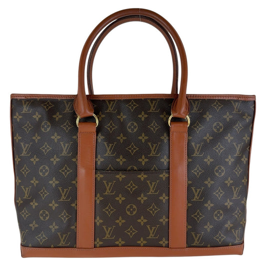 13764
LOUIS VUITTON ルイヴィトン モノグラム ウィークエンド GM ブラウン ゴールド金具 PVC / レザー M42420 トートバッグ ショルダーバッグ 男女兼用  レディース