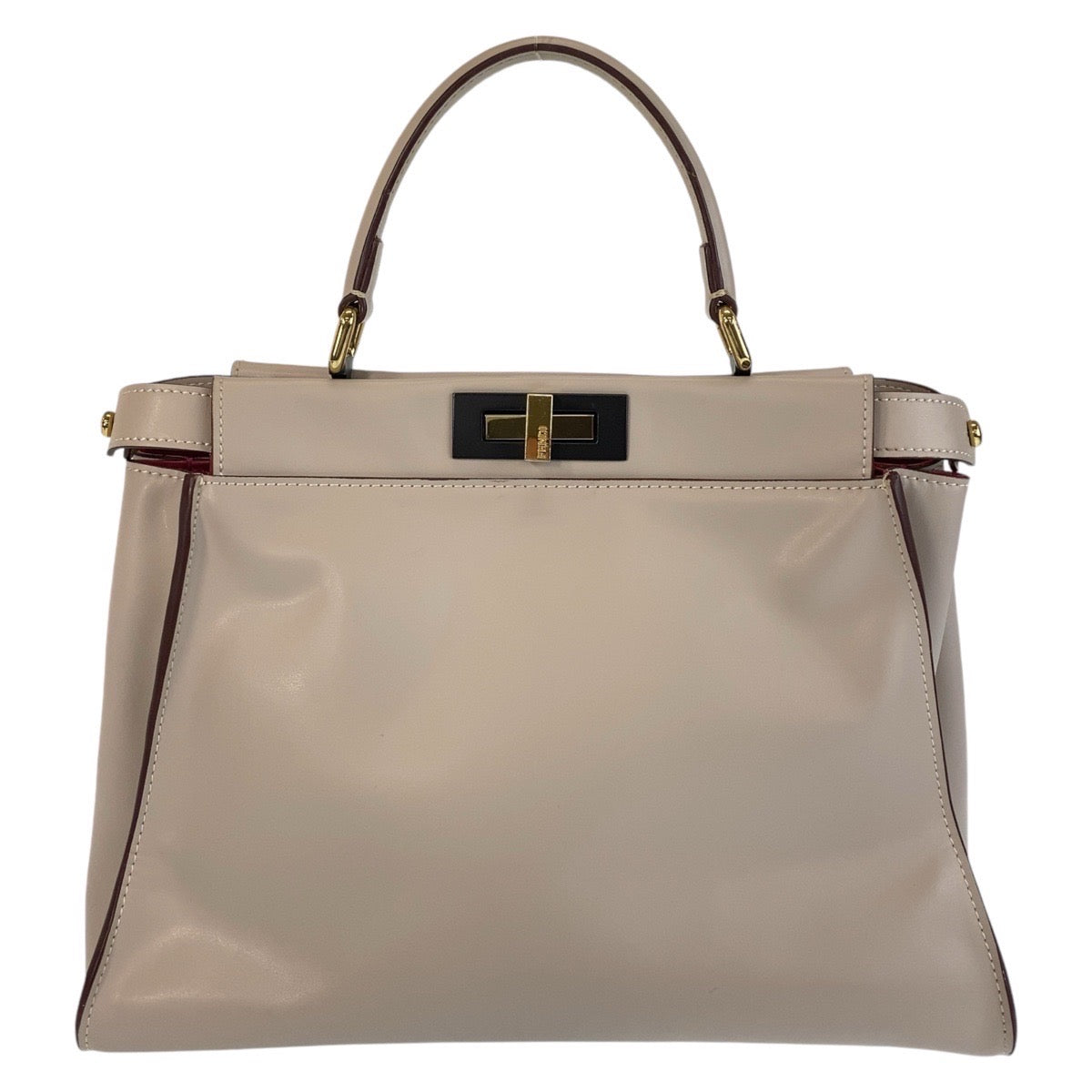 FENDI フェンディ ピーカブー ピンクベージュ ゴールド金具 レザー ハンドバッグ  レディース