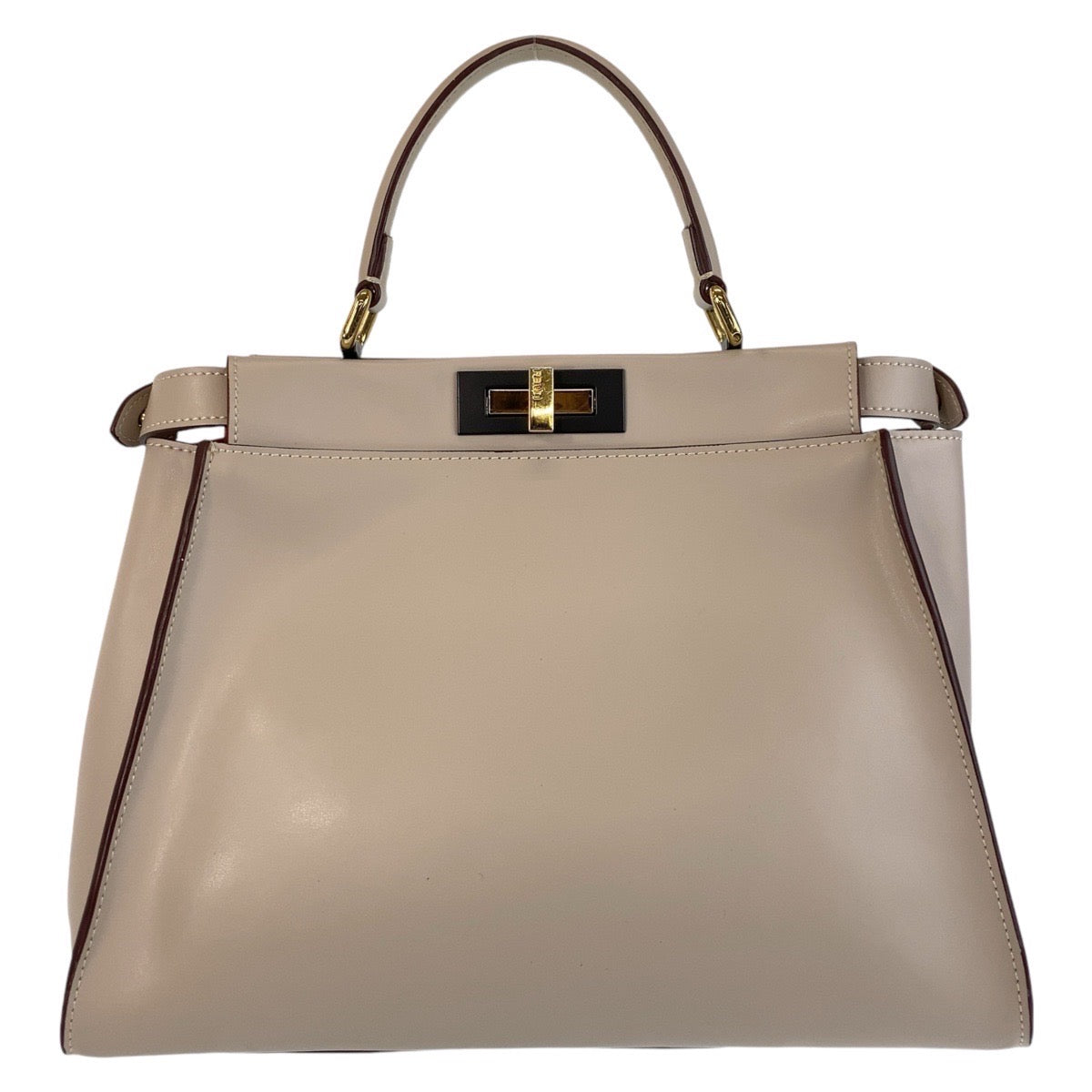 FENDI フェンディ ピーカブー ピンクベージュ ゴールド金具 レザー ハンドバッグ  レディース