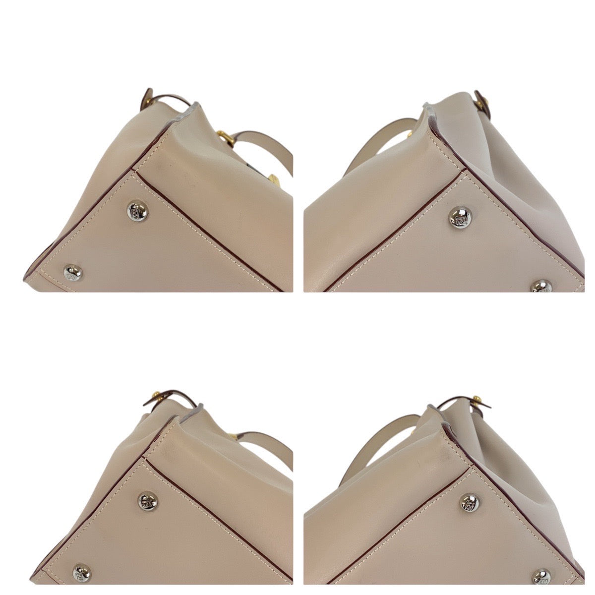 FENDI フェンディ ピーカブー ピンクベージュ ゴールド金具 レザー ハンドバッグ  レディース