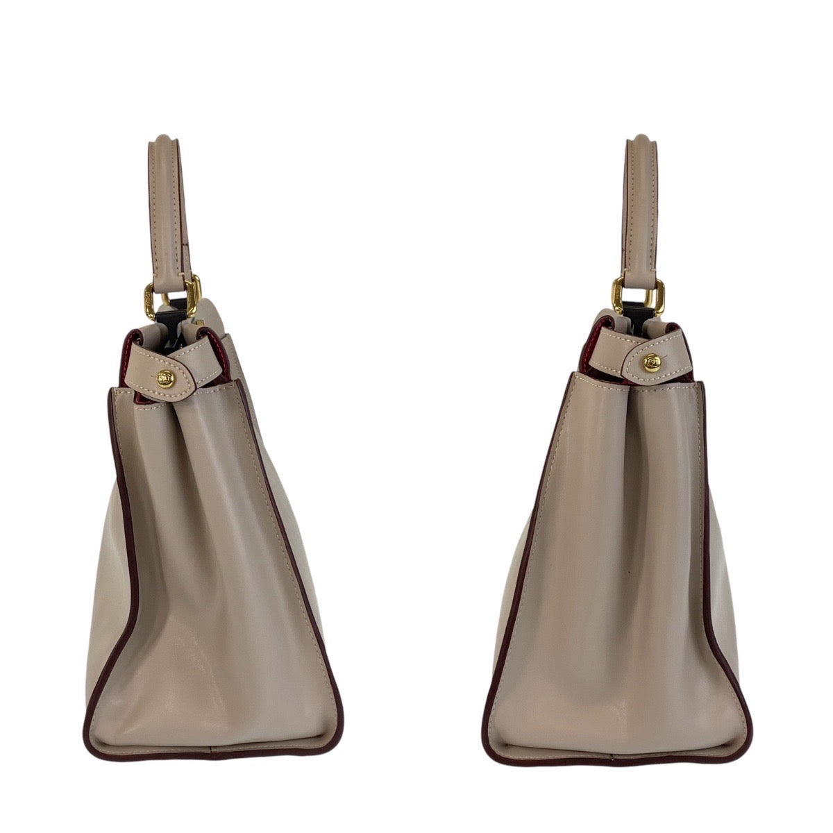 FENDI フェンディ ピーカブー ピンクベージュ ゴールド金具 レザー ハンドバッグ  レディース