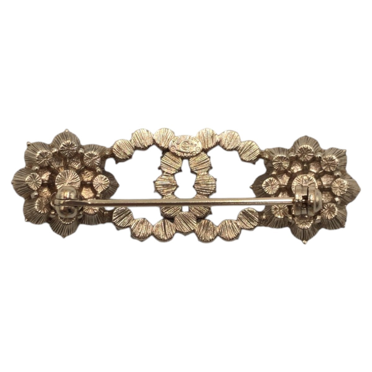 15677
 
CHANEL Rhinestone Coco Mark Gold Metal Brooch for Women