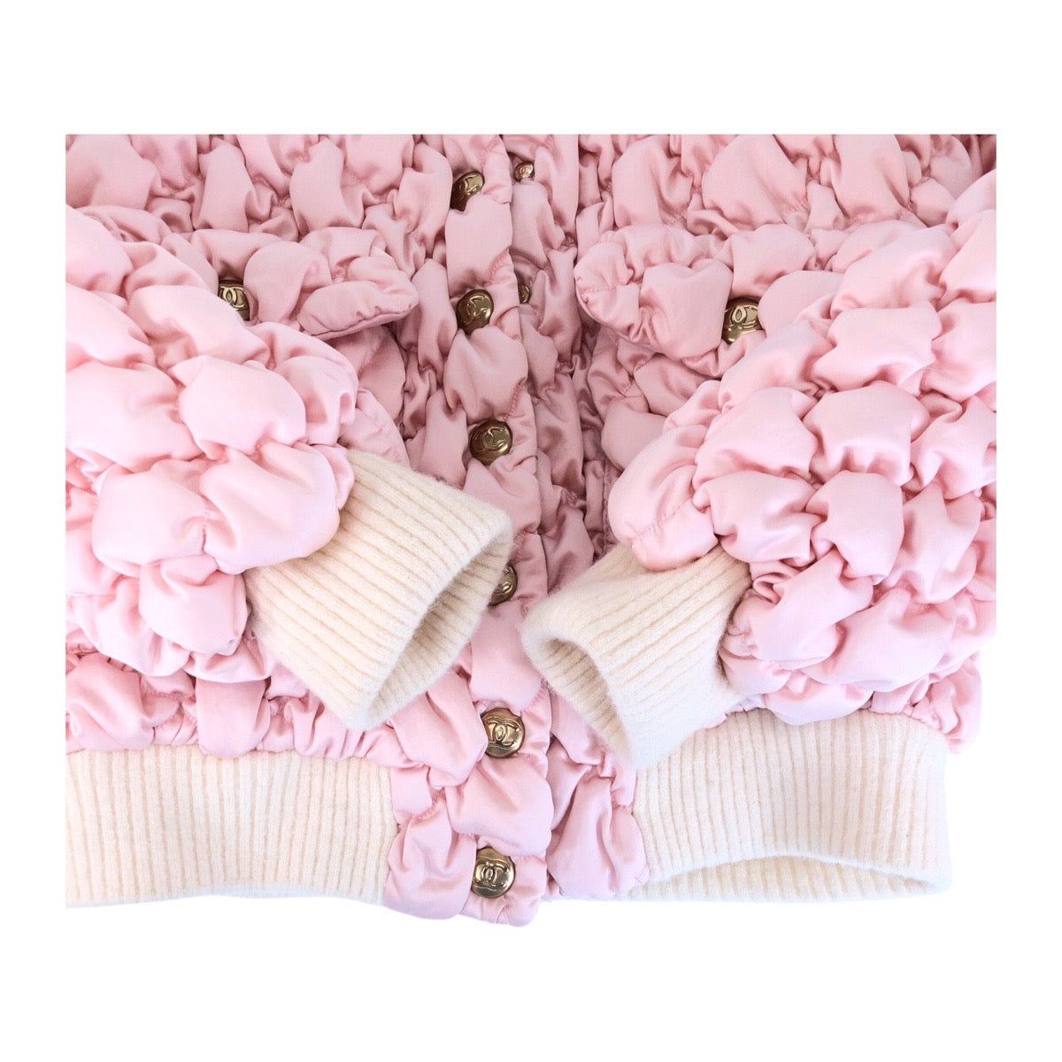 CHANEL シャネル 内側ツイード サイズ34 フード着脱可能 ピンク マルチカラー ポリアミド / ウール キルティングジャケット ダウンジャケット  レディース