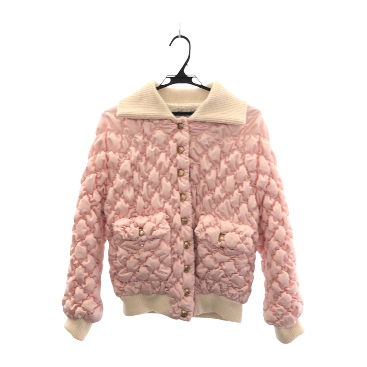 CHANEL シャネル 内側ツイード サイズ34 フード着脱可能 ピンク マルチカラー ポリアミド / ウール キルティングジャケット ダウンジャケット  レディース