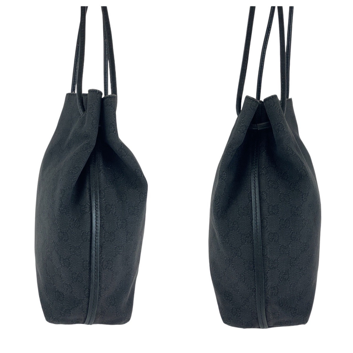 13770
GUCCI グッチ ブラック 黒 ガンメタ金具 GGキャンバス / レザー 101341 トートバッグ ショルダーバッグ  レディース