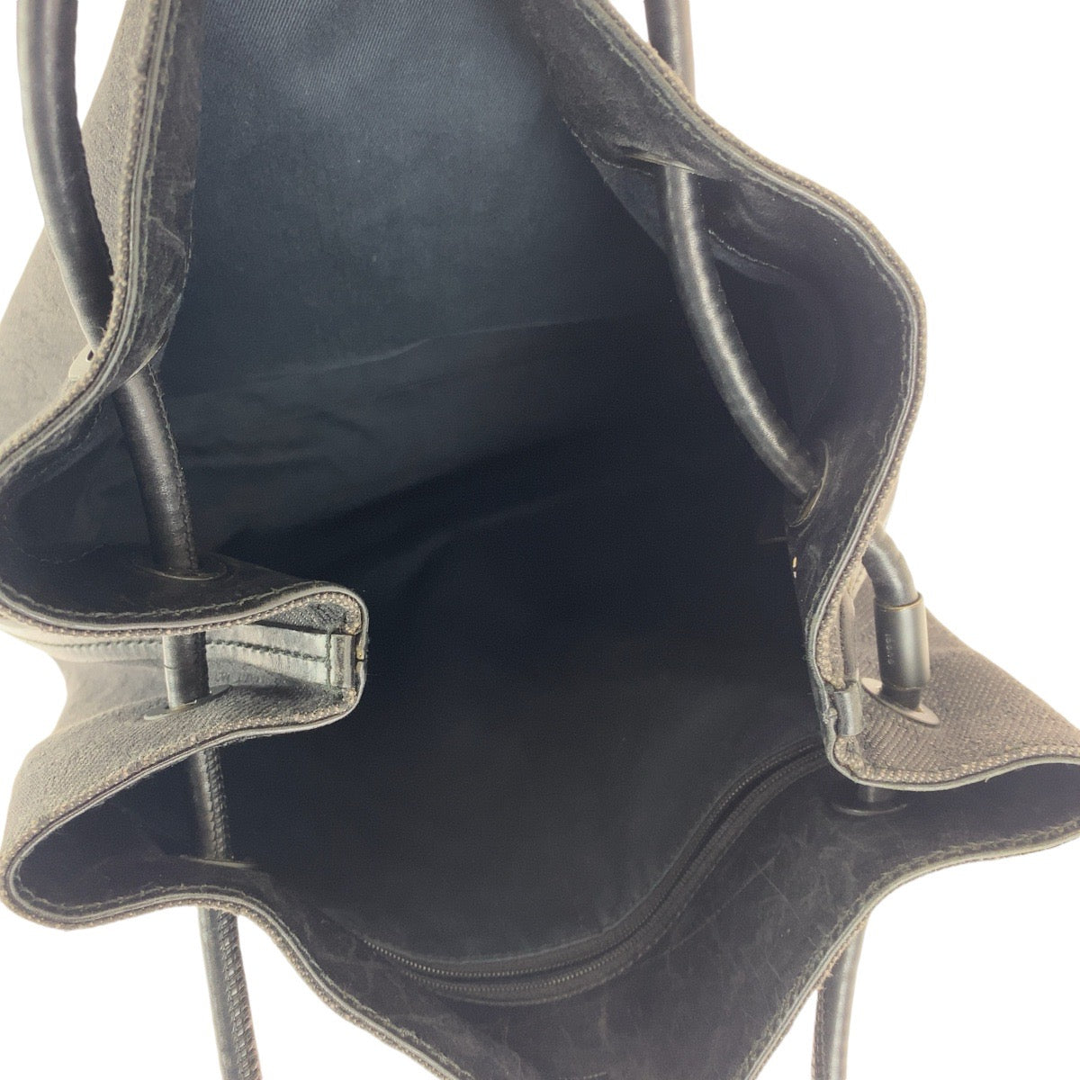 13770
GUCCI グッチ ブラック 黒 ガンメタ金具 GGキャンバス / レザー 101341 トートバッグ ショルダーバッグ  レディース