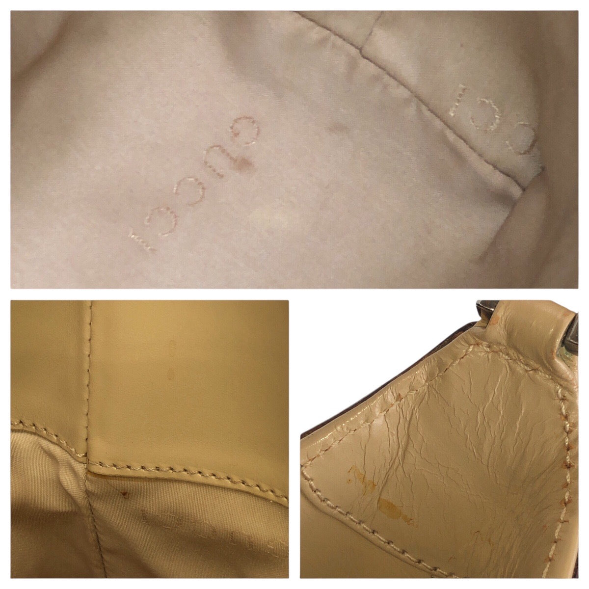 14196
GUCCI グッチ ジャッキーライン ベージュ シルバー金具 レザー 001 3875 ショルダーバッグ ホーボー  レディース