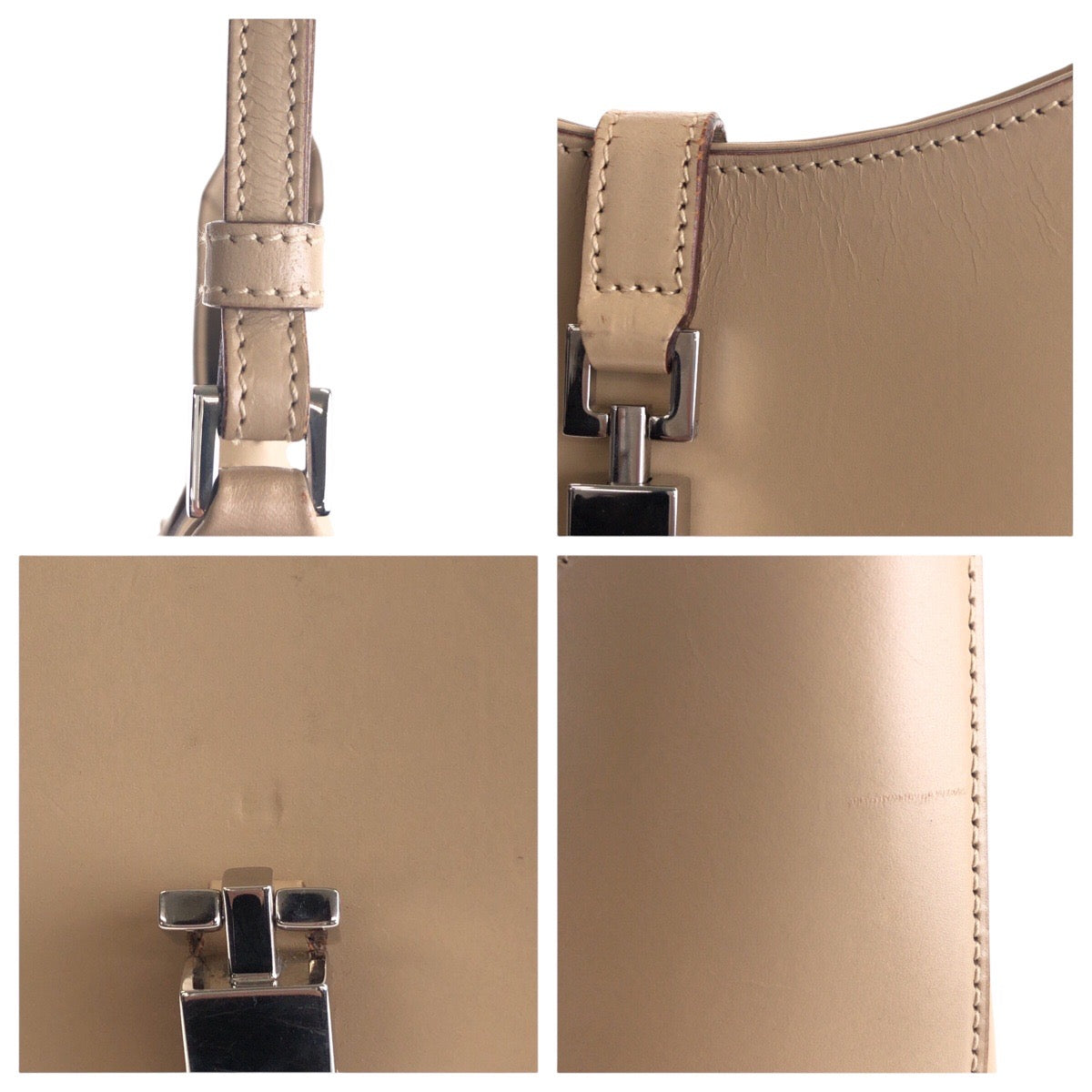 14196
GUCCI グッチ ジャッキーライン ベージュ シルバー金具 レザー 001 3875 ショルダーバッグ ホーボー  レディース