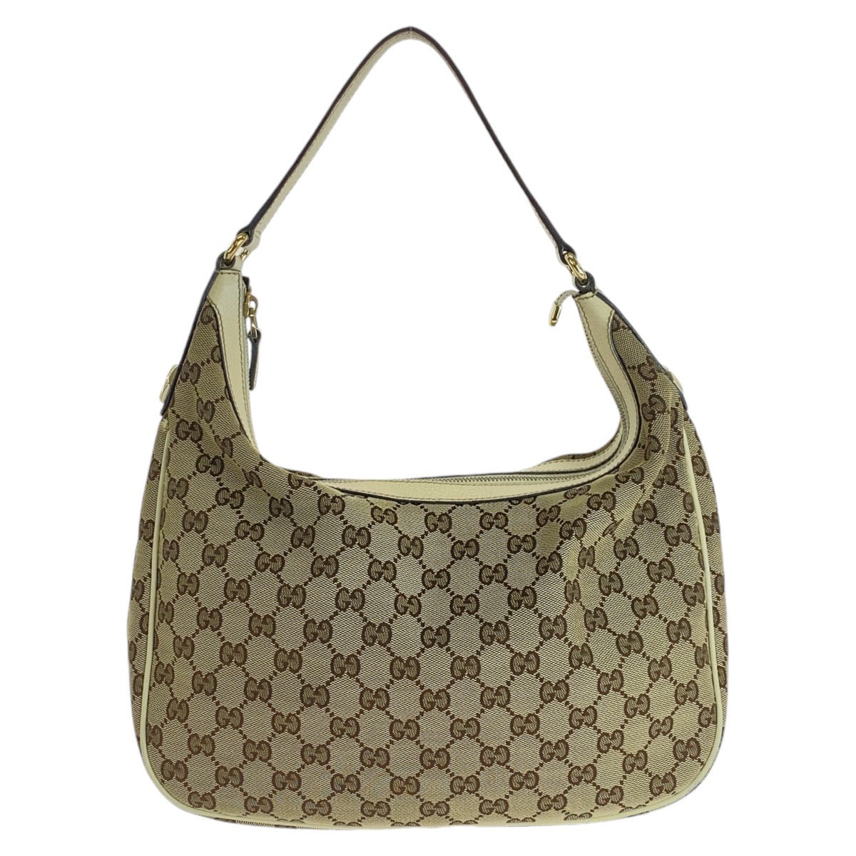 14197
GUCCI グッチ ベージュ アイボリー ゴールド金具 GGキャンバス / レザー 153010 ショルダーバッグ ホーボー  レディース